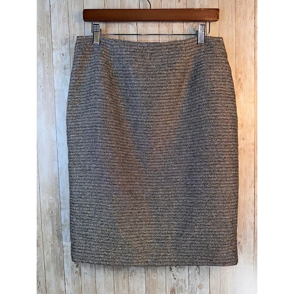 Calvin‎ Klein Skirt Suit 8 Gray Metallic Black Colorblock Ribbed Stretch Lined - Picture 2 of 16